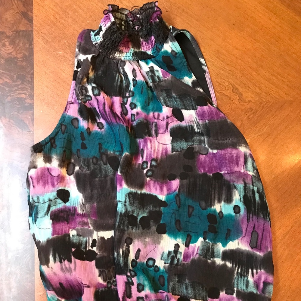 Multi colored high necked blouse